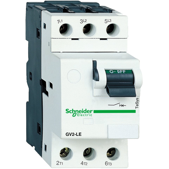 Schneider Electric GV2LE03 TeSys GV2 Manual Starter and Protector, magnetic circuit protector, toggle switch, 0.4 A, screw clamp terminals