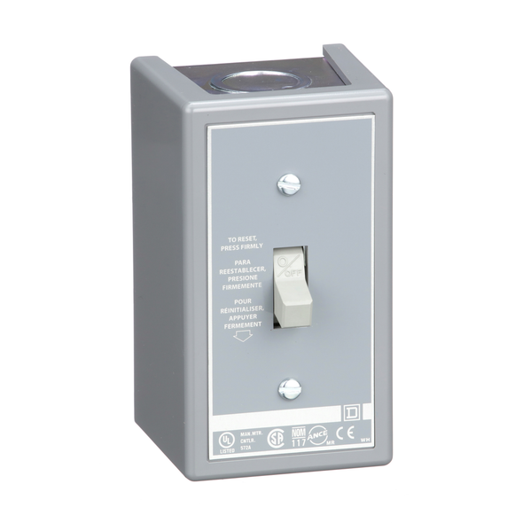 Schneider Electric 2510FG1 Manual Starter, fractional horsepower, 16A, 1 pole, 1 HP at 277 VAC, toggle operated, no indicator, NEMA 1 enclosure