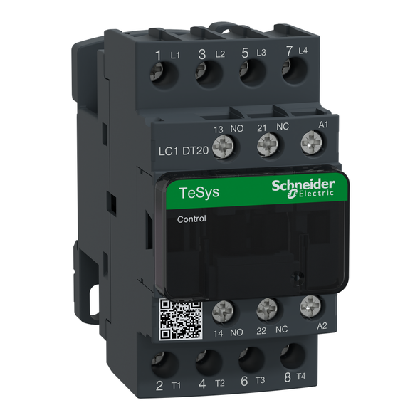 Schneider Electric LC1DT20P7 IEC contactor, TeSys Deca, nonreversing, 20A resistive, 4 pole, 4 NO, 230VAC 50/60Hz coil, open style