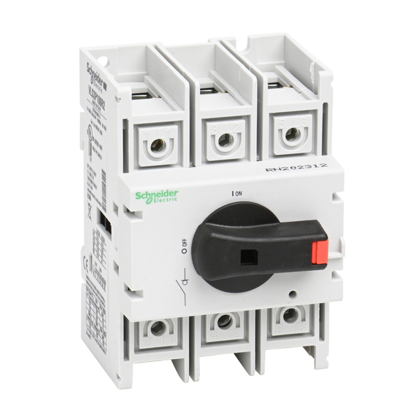 Schneider Electric VLS3P100R2 Disconnect switch, TeSys VLS, body switch, 100A, 50HP at 480VAC, UL98, three phase, 50kA SCCR, size 2, DIN rail mount