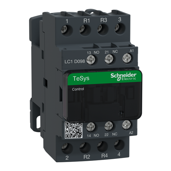 Schneider Electric LC1D098P7 IEC contactor, TeSys Deca, nonreversing, 20A resistive, 4 pole, 2 NO and 2 NC, 230VAC 50/60Hz coil, open style