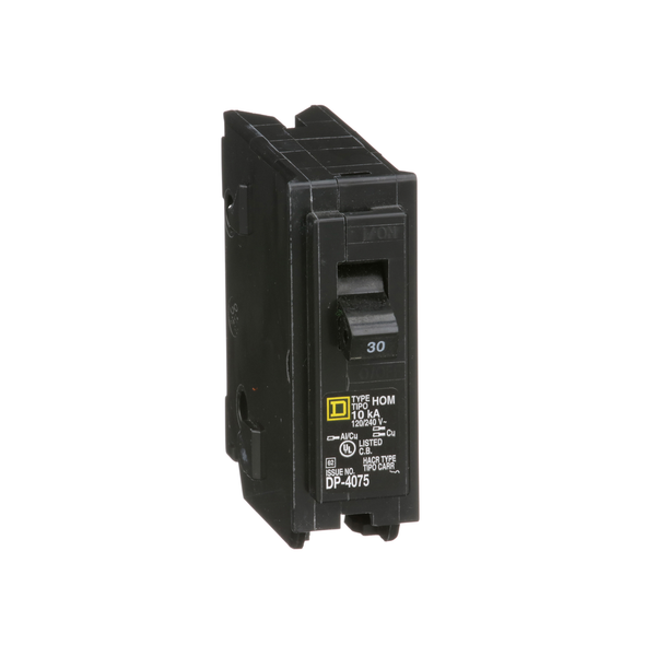 Schneider Electric HOM130 Mini circuit breaker, Homeline, 30A, 1 pole, 120/240VAC, 10kA AIR, standard type, plug in, UL