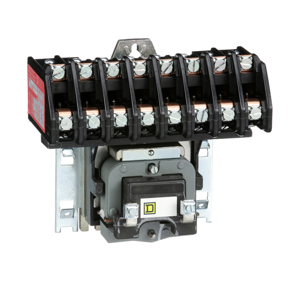 Schneider Electric 8903LO08V02 Contactor, Type L, multipole lighting, electrically held, 30A, 8 pole, 600V, 110/120VAC 50/60Hz coil, open style