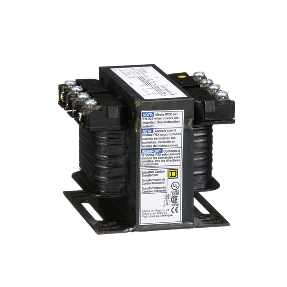 Schneider Electric 9070T100D1 Transformer, Type T, industrial control, 100VA, 1 phase, 240x480V primary, 120V secondary, 55C rise