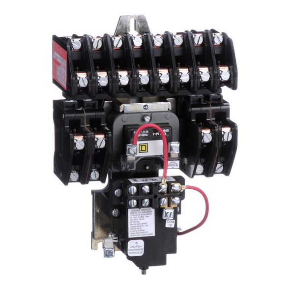 Schneider Electric 8903LXO1200V02 Contactor, Type L, multipole lighting, mechanically held, 30A, 12 pole, 600 V, 110/120 VAC 50/60 Hz coil, open style