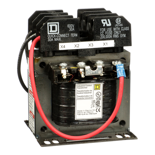 Schneider Electric 9070TF100D33 Industrial control transformer, Type TF, 1 phase, 100VA, 380/400/415V primary, 115/230V secondary, 50/60Hz