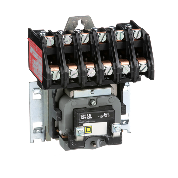 Schneider Electric 8903LO60V02 Contactor, Type L, multipole lighting, electrically held, 30A, 6 pole, 600V, 110/120VAC 50/60Hz coil, open style