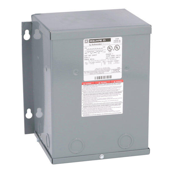 Schneider Electric 2S51F Transformer, dry type, encapsulated, 2kVA, 1 phase, 600V primary, 120/240V secondary, 9A, 115C rise