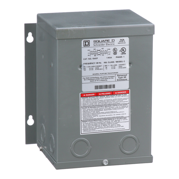 Schneider Electric 1S43F Transformer, buck boost, encapsulated, 1kVA, 1 phase, 120x240V primary, 12/24V secondary, NEMA 3R, 115C rise