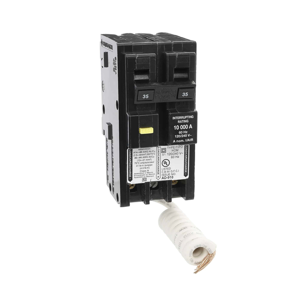 Schneider Electric HOM235GFIC Mini circuit breaker, Homeline, 35A, 2 pole, 120/240VAC, 10kA AIR, ground fault class A, plug in, UL