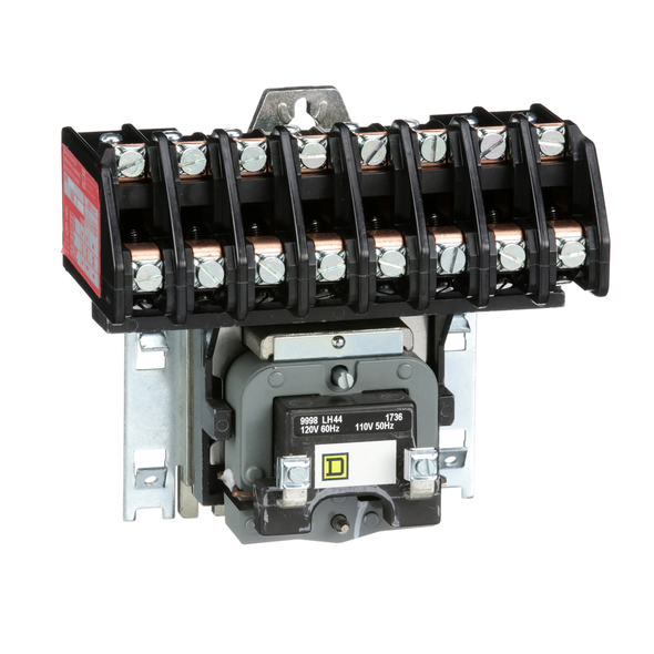 Schneider Electric 8903LO80V02 Contactor, Type L, multipole lighting, electrically held, 30A, 8 pole, 600V, 110/120VAC 50/60Hz coil, open style