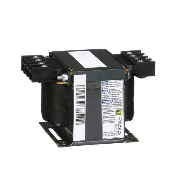 Schneider Electric 9070T250D36 Transformer, Type T, industrial control, 250VA, 1 phase, 600V primary, 12/24V secondary, 80C rise