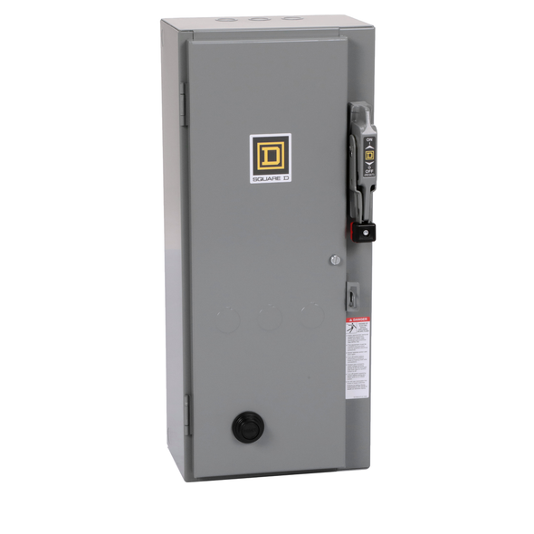 Schneider Electric 8538SBG33V02S NEMA combination starter, Type S, 30A fusible disconnect, Size 0, 18A, 5HP at 600VAC, 3 phase, 3 pole, melting alloy, 120VAC coil, NEMA 1