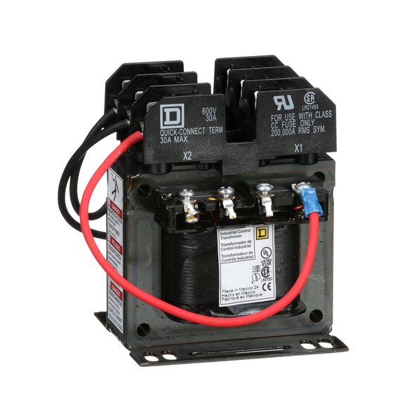 Schneider Electric 9070TF100D23 Transformer, Type TF, industrial control, 100 VA, 120/240 VAC primary / 24 VAC secondary, 1 phase, 50/60 Hz, 55 °C rise