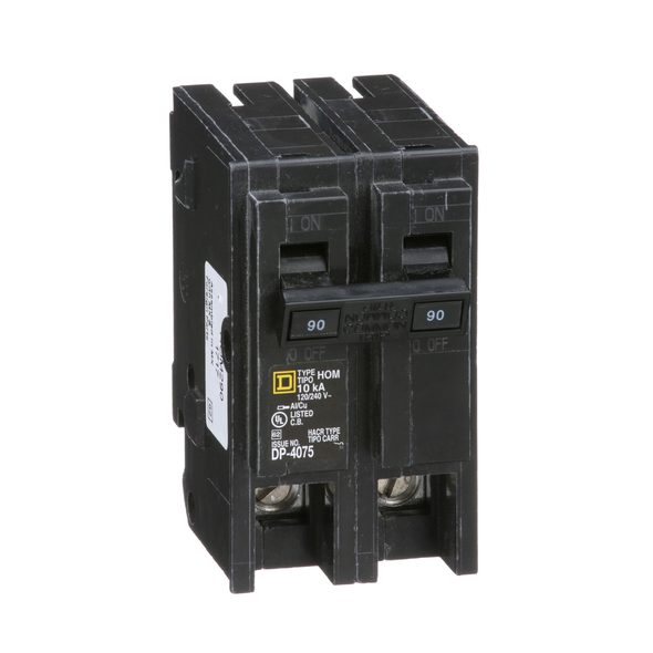 Schneider Electric HOM290 Mini circuit breaker, Homeline, 90A, 2 pole, 120/240VAC, 10kA AIR, standard type, plug in, UL