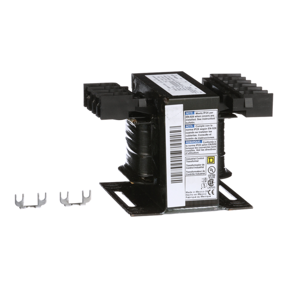 Schneider Electric 9070T100D19 Transformer, Type T, industrial control, 100VA, 1 phase, 208/240/277/380/480V primary, 24V secondary, 55C rise