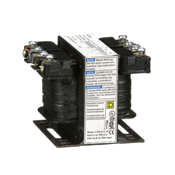 Schneider Electric 9070T50D2 Transformer, Type T, industrial control, 50VA, 1 phase, 240x480V primary, 24V secondary, 55C rise