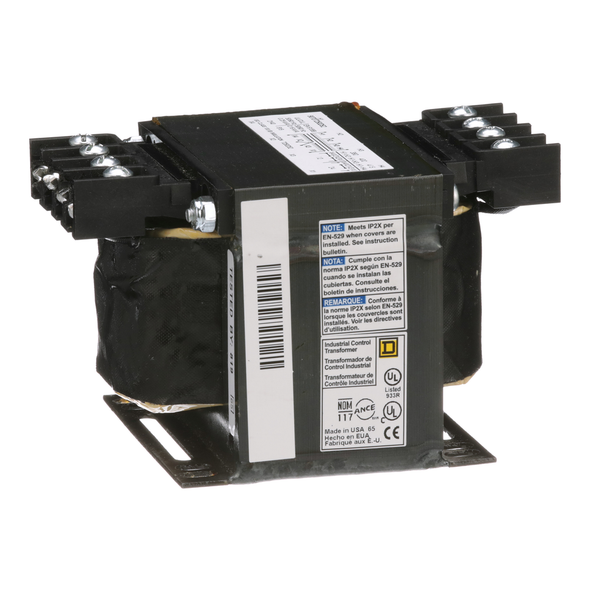 Schneider Electric 9070T250D52 Transformer, Type T, industrial control, 250VA, 1 phase, 380/400/415V primary, 12/24V secondary, 80C rise