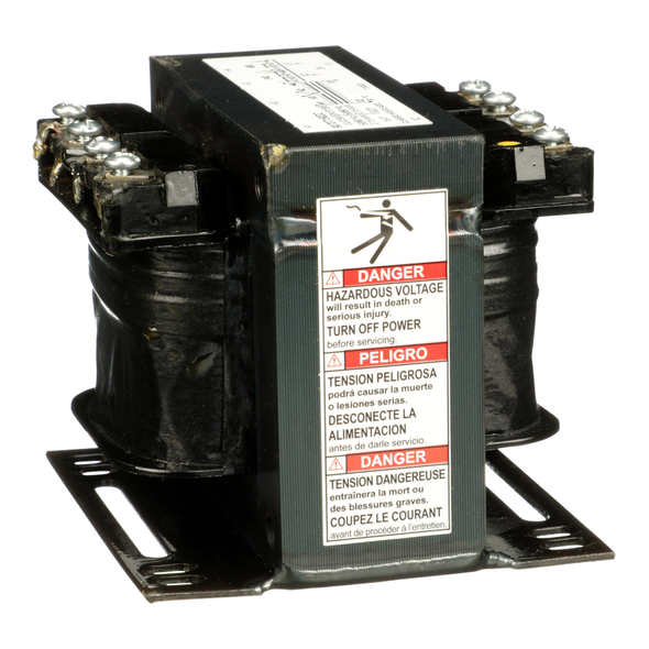 Schneider Electric 9070T150D2 Transformer, Type T, industrial control, 150VA, 1 phase, 240x480V primary, 24V secondary, 55C rise