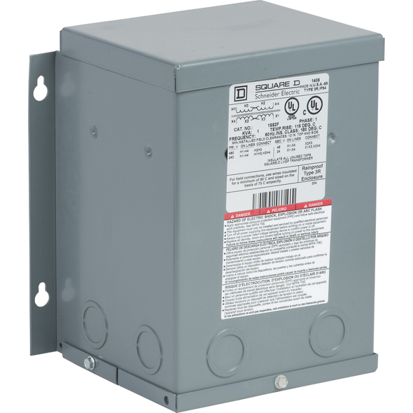 Schneider Electric 1S82F Transformer, buck boost, encapsulated, 1kVA, 1 phase, 240x480V primary, 24/48V secondary, NEMA 3R, 115C rise