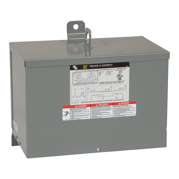 Schneider Electric 6T2F Transformer, dry type, encapsulated, 6kVA, 3 phase, 480V primary, 208Y/120V secondary, 12C, 115C rise