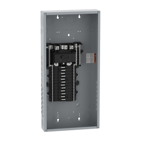 Schneider Electric QO124M200PWG125 Load center, QO, 1 phase, 24 spaces, 24 circuits, 200A convertible main breaker, PoN, NEMA1, wide gutter