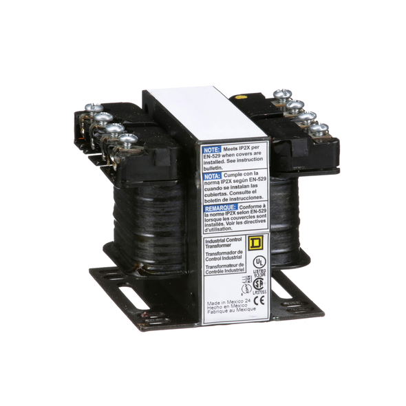 Schneider Electric 9070T50D5 Transformer, Type T, industrial control, 50VA, 1 phase, 600V primary, 120V secondary, 55C rise