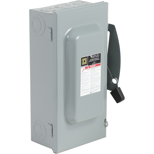 Schneider Electric CD323N Safety switch, general duty, fusible, 100A, 120/240 VAC, 3 poles, 30 hp, solid neutral, NEMA 1