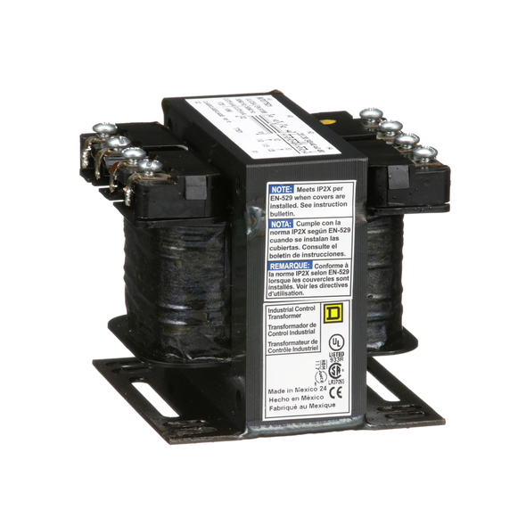 Schneider Electric 9070T75D1 Transformer, Type T, industrial control, 75VA, 1 phase, 240x480V primary, 120V secondary, 55C rise