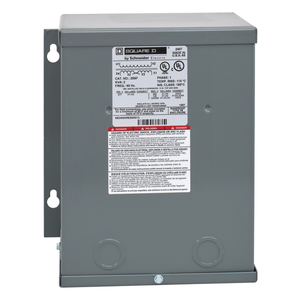 Schneider Electric 2S8F Transformer, dry type, encapsulated, 2kVA, 1 phase, 277V primary, 120/240V secondary, 9A, 115C rise