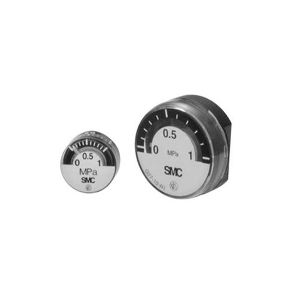 SMC - G27-10-01 - SMC G27-10-01 Pneumatic Pressure Gauge, 26mm Dial, Port Type: M5x0.8 Female ISO Threaded, R1/8 Male BSPT Threaded