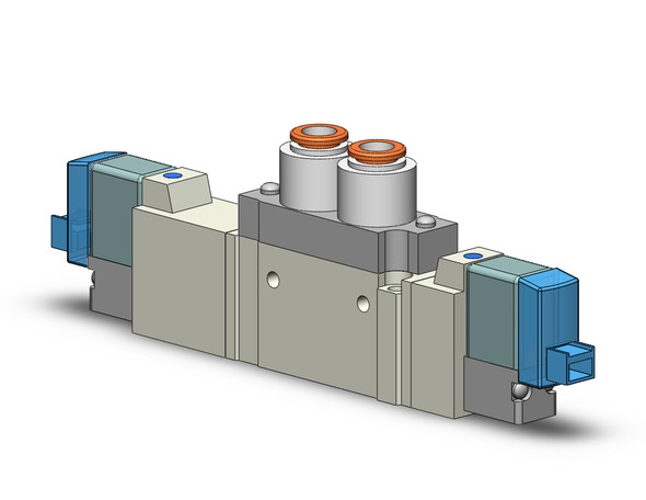 <h2>SY5000, 5 Port Solenoid Valve, All Types</h2><p><h3>Series SY offers major advances in valve performance for cost-effective solutions to your requirements. The series offers high flow with low power consumption in a compact design. The SY is available in body ported or base mounted styles and can be used individually or manifold mounted.<br>- </h3>- Fluid: air<br>- Operating pressure range: (internal pilot) 0.1 - 0.7MPa(external pilot) -100kPa to 0.7MPa(external pilot, pilot pressure range) 0.25 - 0.7MPa<br>- Effective area mm 2 (Cv): body ported 10.6 (0.59);base mounted 12.6 (0.7)<br>- Coil rated voltage: 3, 5, 6, 12, 24VDC;100, 110, 200, 220VAC<br>- Response time (0.5MPa) w/o indicator light  surge voltage suppressor: 32ms or less<br>- Ambient   fluid temperature: 50 C <p><a href="https://content2.smcetech.com/pdf/SY3.5.7.9000.pdf" target="_blank">Series Catalog</a>