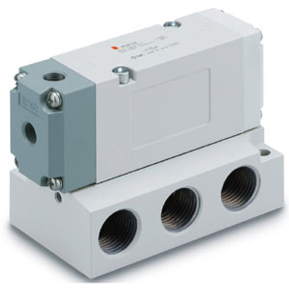 <h2>VFA*, Air Operated Valve, Base Mounted</h2><p><h3>VFA 5 Port air operated valves are available in body ported or base mounted styles.  The VFA uses the same manifolds as VF Series.</h3>- Operating pressure range (MPa): 0.15 to 1.0<br>- Flow characteristics (Cv): VFA1000: 0.13, VFA3000: 0.75, VFA5000: 2.9<br>- Applicable cylinder size: VFA1000:  40, VFA3000:  80, VFA5000:  125<br>- <p><a href="https://content2.smcetech.com/pdf/VFA_1.pdf" target="_blank">Series Catalog</a>