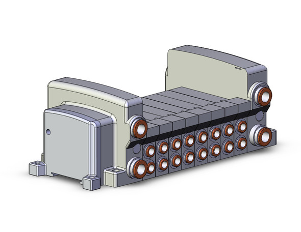 <h2>VV5QC21-S, 2000 Series, Base Mounted Manifold, Plug-in, Decentralized Wiring SI Unit (EX500)</h2><p><h3>The VQC series has five standard wiring packages bringing a world of ease to wiring and maintenance work, while the protective enclosures of three of them conform to IP67 standards for protection from dust and moisture. The use of multi-pin connectors to replace wiring inside manifold blocks provides flexibility when adding stations or changing manifold configuration. The VQC series has outstanding response times and long life.<br>- </h3>- Base mount EX500 type plug-in manifold for VQC2000 valves<br>- Protective enclosure conforms to IP67 for protection fromdust and moisture<br>- Gateway type serial transmission system<br>- Maximum 16 stations available as standard<br>- Optional DIN rail mount<br>- 18 port sizes available<br>- <p><a href="https://content2.smcetech.com/pdf/VQC1_2000.pdf" target="_blank">Series Catalog</a>