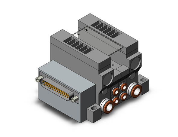 <h2>VV5Q11-F,1000 Series, Base Mounted Manifold, Plug-in Type, D-sub Connector</h2><p><h3>VQ valves are ideal for applications requiring high speed, frequent operation, stable response time and long service life. Innovative mounting methods allow valves to be changed without entirely disassembling the manifold. Built-in one-touch fittings save piping time and labor.<br>- </h3>- Plug-inmManifold for VQ1*0* valve<br>- D-sub connector (25 pin standard, 15 pin option)<br>- Top or side receptacle position<br>- Maximum 24 stations available as standard<br>- 16 port sizes available<br>- Optional DIN rail mount<br>- <p><a href="https://content2.smcetech.com/pdf/VQ.pdf" target="_blank">Series Catalog</a>