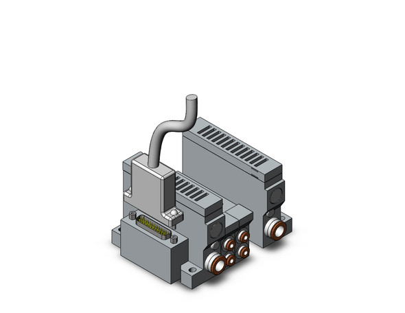 <h2>VV5Q21-F, 2000 Series, Base Mounted Manifold, Plug-in, D-sub Connector</h2><p><h3>VQ valves are ideal for applications requiring high speed, frequent operation, stable response time and long service life. Innovative mounting methods allow valves to be changed without entirely disassembling the manifold. Built-in one-touch fittings save piping time and labor.<br>- </h3>- Base mounted, plug-in type manifold for VQ2*0* valve<br>- D-sub connector (25 pin standard, 15 pin option)<br>- Top or side receptacle position<br>- Maximum 24 stations available as standard<br>- 12 port sizes available<br>- Optional DIN rail mount<br>- <p><a href="https://content2.smcetech.com/pdf/VQ.pdf" target="_blank">Series Catalog</a>