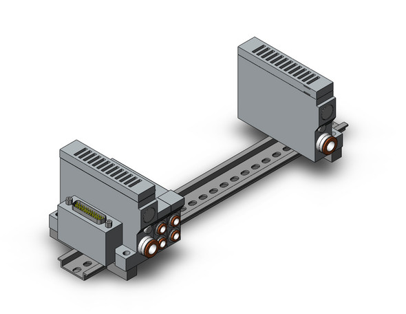 <h2>VV5Q21-F, 2000 Series, Base Mounted Manifold, Plug-in, D-sub Connector</h2><p><h3>VQ valves are ideal for applications requiring high speed, frequent operation, stable response time and long service life. Innovative mounting methods allow valves to be changed without entirely disassembling the manifold. Built-in one-touch fittings save piping time and labor.<br>- </h3>- Base mounted, plug-in type manifold for VQ2*0* valve<br>- D-sub connector (25 pin standard, 15 pin option)<br>- Top or side receptacle position<br>- Maximum 24 stations available as standard<br>- 12 port sizes available<br>- Optional DIN rail mount<br>- <p><a href="https://content2.smcetech.com/pdf/VQ.pdf" target="_blank">Series Catalog</a>