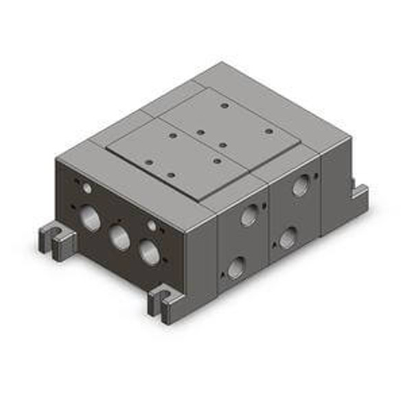 <h2>VV72, Manifold Base for VS7-8 Series Valve</h2><p><h3>Dimensions of SMC s VS7 series conform to ISO interface sizes 1 and 2.  The pilot operated metal seal design allows the valve to be used with non-lube dry air and still maintain a long life.  The VS7 is available in 2 or 3 position, double or single action.  Manifolds are available with a large variety of functions and piping configurations.</h3>- Manifold block ISO size 2<br>- Applicable solenoid valve: series ISO size 2<br>- Number of stations: 1-10<br>- Wide rage of interface options<p><a href="https://content2.smcetech.com/pdf/VS7_6_8.pdf" target="_blank">Series Catalog</a>