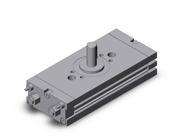 <h2>C(D)RQ2B, Compact Rotary Actuator, Rack &amp; Pinion</h2><p><h3>The CRQ2 series is a compact rotary, rack and pinion style actuator. Single and double shaft types are available in all sizes (10~40mm). The CRQ2 uses internal cushioning and the body can be used as a flange. The use of a double piston eliminates backlash. Auto switches are available.<br>- </h3>- Low profile<br>- Both single shaft and double shaft are available in all sizes<br>- 2 auto switches are mountable on the same side<br>- Rotating angle adjusting range: 350  to 370 <br>- Options include magnet, shaft type, port thread style, and air cushion<p><a href="https://content2.smcetech.com/pdf/CRQ2.pdf" target="_blank">Series Catalog</a>