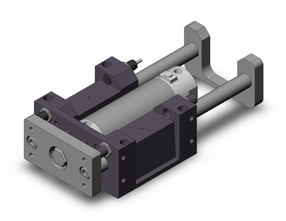 <h2>MGG-H/R, Standard External Guided Cylinder with End Lock</h2><p><h3>The MGG integrates a round body, end lock cylinder for its power source with external guide rods to isolate the load bearing from the movement of the actuator s rod and seals for a one piece unit. The end lock can be specified for either the head end (H) or rod end (R) of the stroke. The brake spring, end lock mechanism will engage when air pressure is lost for drop prevention applications and can be released by reintroducing air pressure or via a manual release bolt. It is enhanced with shock absorbers at the end of stroke for maximum kinetic energy absorption. Non-rotating accuracy ranging from +/-0.02  for 100 mm bore to +/-0.07  for 20 mm bore. The (L) high precision ball bushing allows for smooth operation that ensures stable travel resistance, suitable for pushing and lifting applications. The (M) carbon steel alloy slide bearing provides lateral stability protecting it from side load impacts, suitable for stopping applications.<br>- </h3>- Bore sizes: 20, 25, 32, 40, 50, 63, 80, 100 mm<br>- Available in basic or front flange mounting<br>- Adjustable stroke range: 10 mm (20 mm bore)<br>- Adjustable stroke range: 15 mm (25 - 100 mm bore)<br>- External shock absorbers as standard<br>- Auto switch capable<br>- <p><a href="https://content2.smcetech.com/pdf/MGG.pdf" target="_blank">Series Catalog</a>