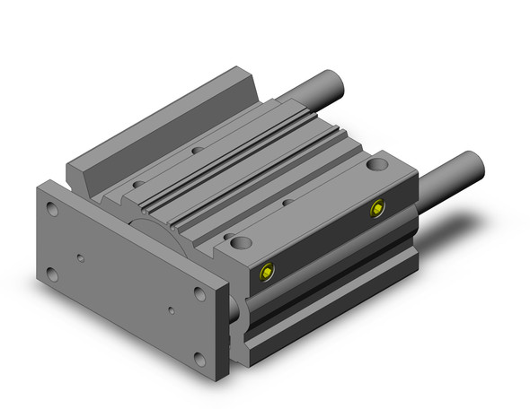 <h2>MGPA-Z, Guide Rod, High Precision Ball Bushing Cylinder</h2><p><h3>The MGPA is a compact body actuator integrated with internal guide shafts to isolate the load bearing from the movement of the actuator s rod and seals. The press fitted high precision ball bushing results in a non-rotating accuracy of +/-0.01  across all bore sizes. The stroke adjustment option (XC8, XC9) can be either on the extend or retract cycle and has an adjustment range up to 50 mm.<br>- </h3>- Bore sizes: 12, 16, 20, 25, 32, 40, 50, 63, 80, 100 mm<br>- Non-rotating accuracy of +/-0.01  across all bore sizes.<br>- Adjustable stroke option, extent cycle (XC8)<br>- Adjustable stroke option, retract cycle (XC9)<br>- Rubber bumpers as standard<br>- Auto switch capable<br>- <p><a href="https://content2.smcetech.com/pdf/MGP.pdf" target="_blank">Series Catalog</a>