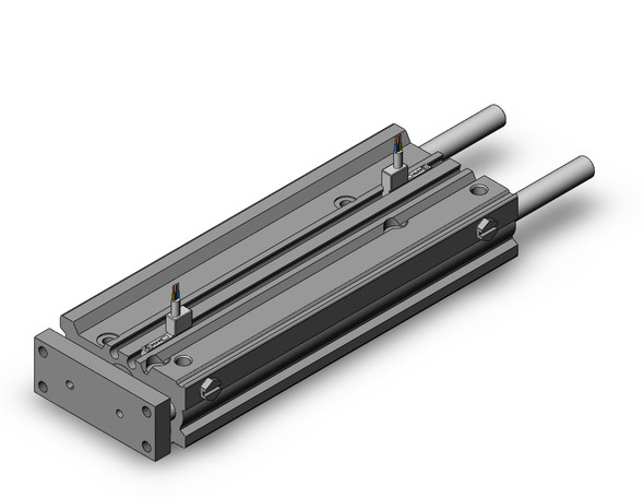 <h2>MGPM-Z, Standard Guided Cylinder, Slide Bearing</h2><p><h3>The MGPM is a compact body actuator integrated with internal guide shafts to isolate the load bearing from the movement of the actuator s rod and seals. The carbon steel alloy slide bearing provides lateral stability protecting it from side load impacts, suitable for stopping applications.<br>- </h3>- Bore sizes: 12, 16, 20, 25, 32, 40, 50, 63, 80, 100 mm<br>- Non-rotating accuracy: +/-0.08  (12   16 mm bore)<br>- Non-rotating accuracy: +/-0.07  (20   25 mm bore)<br>- Non-rotating accuracy: +/-0.06  (32   40 mm bore)<br>- Non-rotating accuracy: +/-0.05  (50   63 mm bore)<br>- Non-rotating accuracy: +/-0.04  (80   100 mm bore)<br>- Rubber bumpers as standard<br>- Auto switch capable<br>- <p><a href="https://content2.smcetech.com/pdf/MGP.pdf" target="_blank">Series Catalog</a>