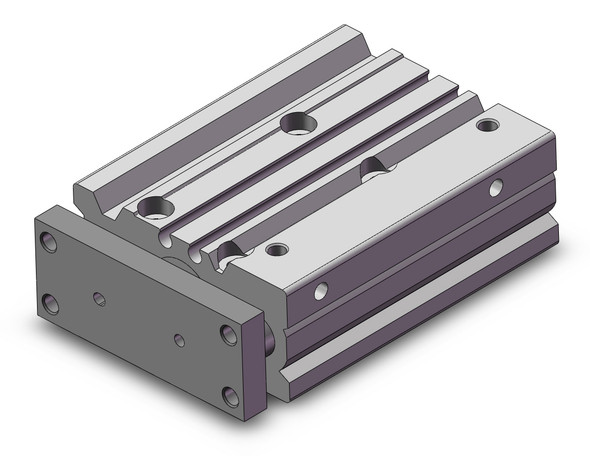 <h2>MGP-AZ, Standard Guided Cylinder with Air Cushion</h2><p><h3>The MGP-AZ is a compact body actuator integrated with internal guide shafts to isolate the load bearing from the movement of the actuator s rod and seals. The air cushions allow the guided cylinder to absorb nearly three times as much kinetic energy as standard rubber bumpers while suppressing noise and vibration at the stroke end. The (A) press fitted high precision ball bushing is suitable for minimizing the actuator s plate displacement. The (L) high precision ball bushing allows for smooth operation that ensures stable travel resistance, suitable for pushing and lifting applications. The (M) carbon steel alloy slide bearing provides lateral stability protecting it from side load impacts, suitable for stopping applications.<br>- </h3>- Bore sizes: 16, 20, 25, 32, 40, 50, 63, 80, 100 mm<br>- (A) Press fitted high precision ball bushing non-rotating accuracy: +/-0.01  (all bore sizes)<br>- (L) Ball bushing non-rotating accuracy: +/-0.05  (100 mm) to +/- 0.10  (16 mm)<br>- (M) Slide bearing non-rotating accuracy: +/-0.04  (100 mm) to +/- 0.08  (16 mm)<br>- Air cushions as standard<br>- Auto switch capable<br>- <p><a href="https://content2.smcetech.com/pdf/MGP.pdf" target="_blank">Series Catalog</a>