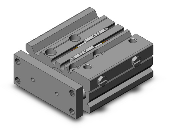 <h2>MGPM-Z, Standard Guided Cylinder, Slide Bearing</h2><p><h3>The MGPM is a compact body actuator integrated with internal guide shafts to isolate the load bearing from the movement of the actuator s rod and seals. The carbon steel alloy slide bearing provides lateral stability protecting it from side load impacts, suitable for stopping applications.<br>- </h3>- Bore sizes: 12, 16, 20, 25, 32, 40, 50, 63, 80, 100 mm<br>- Non-rotating accuracy: +/-0.08  (12   16 mm bore)<br>- Non-rotating accuracy: +/-0.07  (20   25 mm bore)<br>- Non-rotating accuracy: +/-0.06  (32   40 mm bore)<br>- Non-rotating accuracy: +/-0.05  (50   63 mm bore)<br>- Non-rotating accuracy: +/-0.04  (80   100 mm bore)<br>- Rubber bumpers as standard<br>- Auto switch capable<br>- <p><a href="https://content2.smcetech.com/pdf/MGP.pdf" target="_blank">Series Catalog</a>