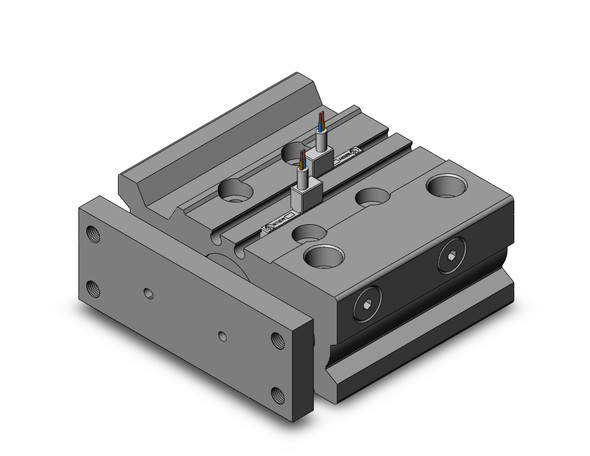 <h2>MGPM-Z, Standard Guided Cylinder, Slide Bearing</h2><p><h3>The MGPM is a compact body actuator integrated with internal guide shafts to isolate the load bearing from the movement of the actuator s rod and seals. The carbon steel alloy slide bearing provides lateral stability protecting it from side load impacts, suitable for stopping applications.<br>- </h3>- Bore sizes: 12, 16, 20, 25, 32, 40, 50, 63, 80, 100 mm<br>- Non-rotating accuracy: +/-0.08  (12   16 mm bore)<br>- Non-rotating accuracy: +/-0.07  (20   25 mm bore)<br>- Non-rotating accuracy: +/-0.06  (32   40 mm bore)<br>- Non-rotating accuracy: +/-0.05  (50   63 mm bore)<br>- Non-rotating accuracy: +/-0.04  (80   100 mm bore)<br>- Rubber bumpers as standard<br>- Auto switch capable<br>- <p><a href="https://content2.smcetech.com/pdf/MGP.pdf" target="_blank">Series Catalog</a>