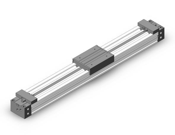 <h2>Rodless Cylinder, MY1M, Mechanically Jointed - Slide Bearing</h2><p><h3>The MY1M Rodless Cylinders have a one-piece carriage and piston that runs its entire stroke length housed with an inner seal belt to maintain air pressure combined with an outer dust seal band to protect from contaminants. This design offers a compact footprint compared to rod-style cylinders and features a low profile. The integrated slide bearing internal guide provides lateral stability protecting it from side load impacts. Air cushions are standard and external shock absorbers are optional.</h3>- Bore sizes: 16, 20, 25, 32, 40, 50, 63 mm<br>- Stroke lengths: 100, 200, 300, 400, 500, 600, 700, 800, 900, 1000, 1200, 1400, 1600, 1800, 2000, 3000, 4000, 5000 mm<br>- Minimum operating pressure: 0.15 ~ 0.20 MPa (22 ~ 29 psi)<br>- Speed: 100~1000 mm/sec (w/o stroke adjustment bolt), 100~1500 mm/sec (external shock absorber)<br>- Long stroke option: up to 5000 mm (XB11), up to 3000 mm for 16 bore<br>- Auto switch capable<br>- <p><a href="https://content2.smcetech.com/pdf/MY1.pdf" target="_blank">Series Catalog</a>