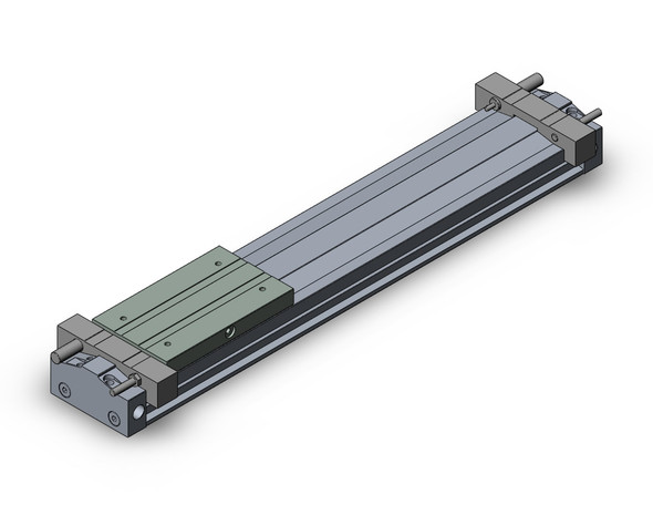 <h2>Rodless Cylinder, MY3*, Mechanically Jointed - Basic Type</h2><p><h3>The MY3* Rodless Cylinders have a one-piece carriage and piston that runs its entire stroke length housed with an inner seal belt to maintain air pressure combined with an outer dust seal band to protect from contaminants. This design offers a compact footprint compared to rod-style cylinders and features a low profile. It is available with rubber bumpers, air cushions or external shock absorbers as well as a stroke adjuster unit.</h3>- Bore sizes: 16, 20, 25, 32, 40, 50, 63 mm<br>- Stroke lengths: 100, 200, 300, 400, 500, 600, 700, 800, 900, 1000, 1200, 1400, 1600, 1800, 2000, 3000 mm<br>- Minimum operating pressure: 0.15~0.20 MPa (22~29 psi)<br>- Speed: 80~500 mm/sec (MY3A), 80~1000 mm/sec (MY3B), 80~1500 mm/sec (external shock absorber)<br>- Long stroke option: up to 3000 mm (XB11)<br>- Auto switch capable<br>- <p><a href="https://content2.smcetech.com/pdf/MY3.pdf" target="_blank">Series Catalog</a>