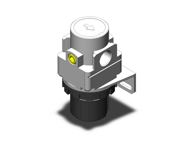 <h2>AR10-A to AR40-A, Modular Style Regulator, Metric, North American &amp; European</h2><p><h3>Air Regulator Series AR-A have been updated to the new urban white base color for a clean modern look. The pressure drop across the regulator has been reduced to create a more efficient unit with a maximum set pressure of 100 psi. The locking adjustment knob prevents accidental setting changes. Options include a mounting bracket and set nuts for panel mounting as well as pressure gauges. The modular design of the AR-A series connects with other SMC air preparation equipment of similar size. The new AR-A is available in five body sizes with piping from M5 to 3/4  in Rc, NPT and G thread types.</h3>- <p><a href="https://content2.smcetech.com/pdf/AR_A.pdf" target="_blank">Series Catalog</a>