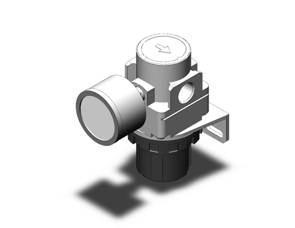 <h2>AR10-A to AR40-A, Modular Style Regulator, Metric, North American &amp; European</h2><p><h3>Air Regulator Series AR-A have been updated to the new urban white base color for a clean modern look. The pressure drop across the regulator has been reduced to create a more efficient unit with a maximum set pressure of 100 psi. The locking adjustment knob prevents accidental setting changes. Options include a mounting bracket and set nuts for panel mounting as well as pressure gauges. The modular design of the AR-A series connects with other SMC air preparation equipment of similar size. The new AR-A is available in five body sizes with piping from M5 to 3/4  in Rc, NPT and G thread types.</h3>- <p><a href="https://content2.smcetech.com/pdf/AR_A.pdf" target="_blank">Series Catalog</a>