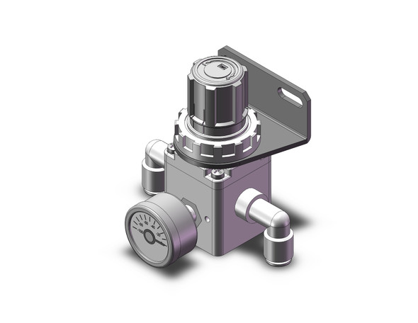 <h2>IRV10/20, Vacuum Regulator</h2><p><h3>The IRV series vacuum regulator is a more compact size and has an expanded range. Thread sizes available include Rc(PT), NPT and G(PF).  The new and improved IRV10/20 series offers single sided connections for ease of installation and panel mounting. Built-in one-touch fittings include 6, 8, and 10mm and also 1/4 , 5/16 , and 3/8  for both fitting types elbow or straight. </h3>- Single sided connections series<br>- Mass reduced by 20%<br>- Max. flow 140  L/min (ANR) and 240 L/min (ANR)<br>- Integrated digital pressure switch for panel mounting<br>- Built-in one-touch fittings<p><a href="https://content2.smcetech.com/pdf/IRV10_20.pdf" target="_blank">Series Catalog</a>